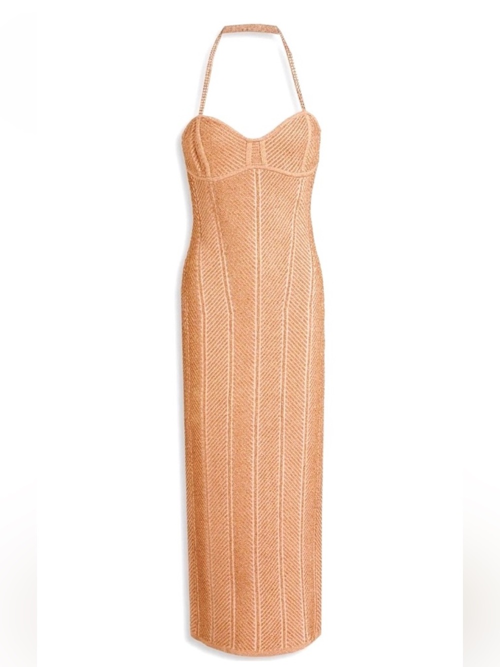 Herve Leger Midi Dress w/ Crystal Embellishment |Light Rose gold